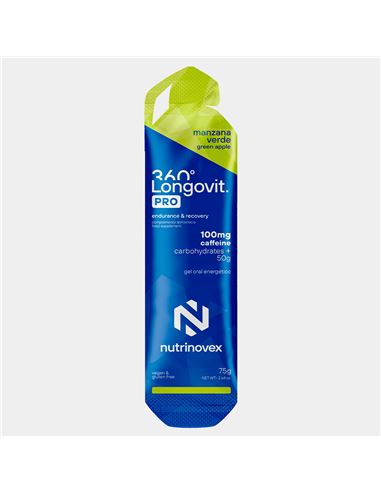 GEL NUTRINOVEX LONGOVIT 360 MANZANA VERDE 75GR CAFEINA 100MG