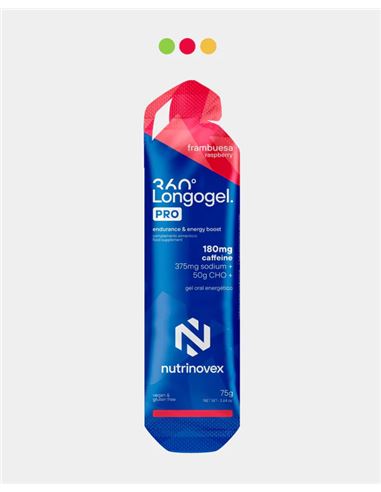 GEL NUTRINOVEX LONGOGEL 360 PRO CAFEINA FRAMBRUESA 75GR.