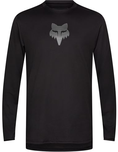 Jersey de manga larga Fox Ranger Fox Head negro para MTB con tejido reciclado transpirable.jpg