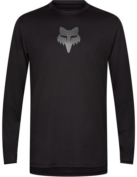 Jersey de manga larga Fox Ranger Fox Head negro para MTB con tejido reciclado transpirable.jpg